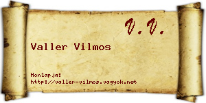 Valler Vilmos névjegykártya